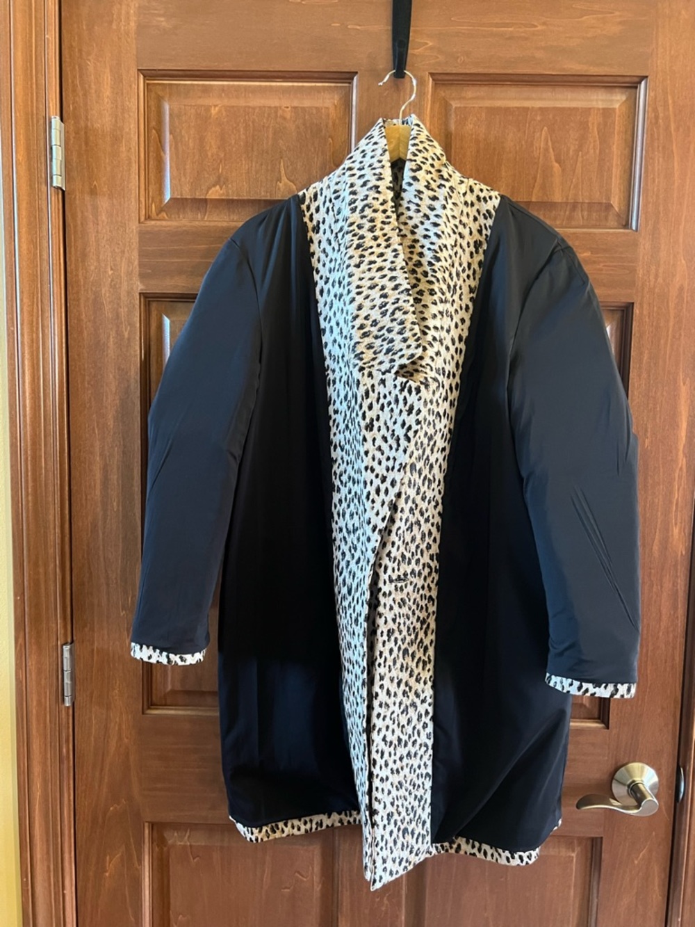 Diane Von Furstenberg Leopard Print Coat Duster Tan Black Size 12 - Picture 10 of 16